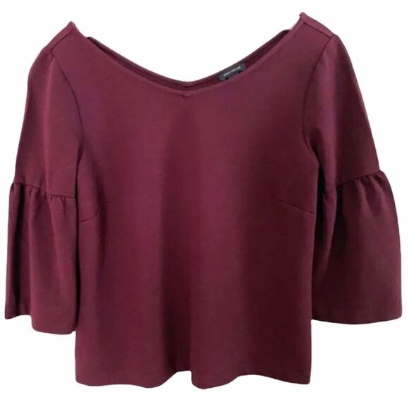 Ann Taylor Burgundy Bell Sleeve V-Neck Sweater XS - Picture 1 of 5